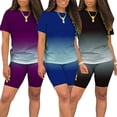 thumbnail image 6 of Fjuchai 2PCS Womens Casual Outfit Female Solid Color Short Sleeve T-Shirt Tracksuit Set S-XXL, 6 of 8