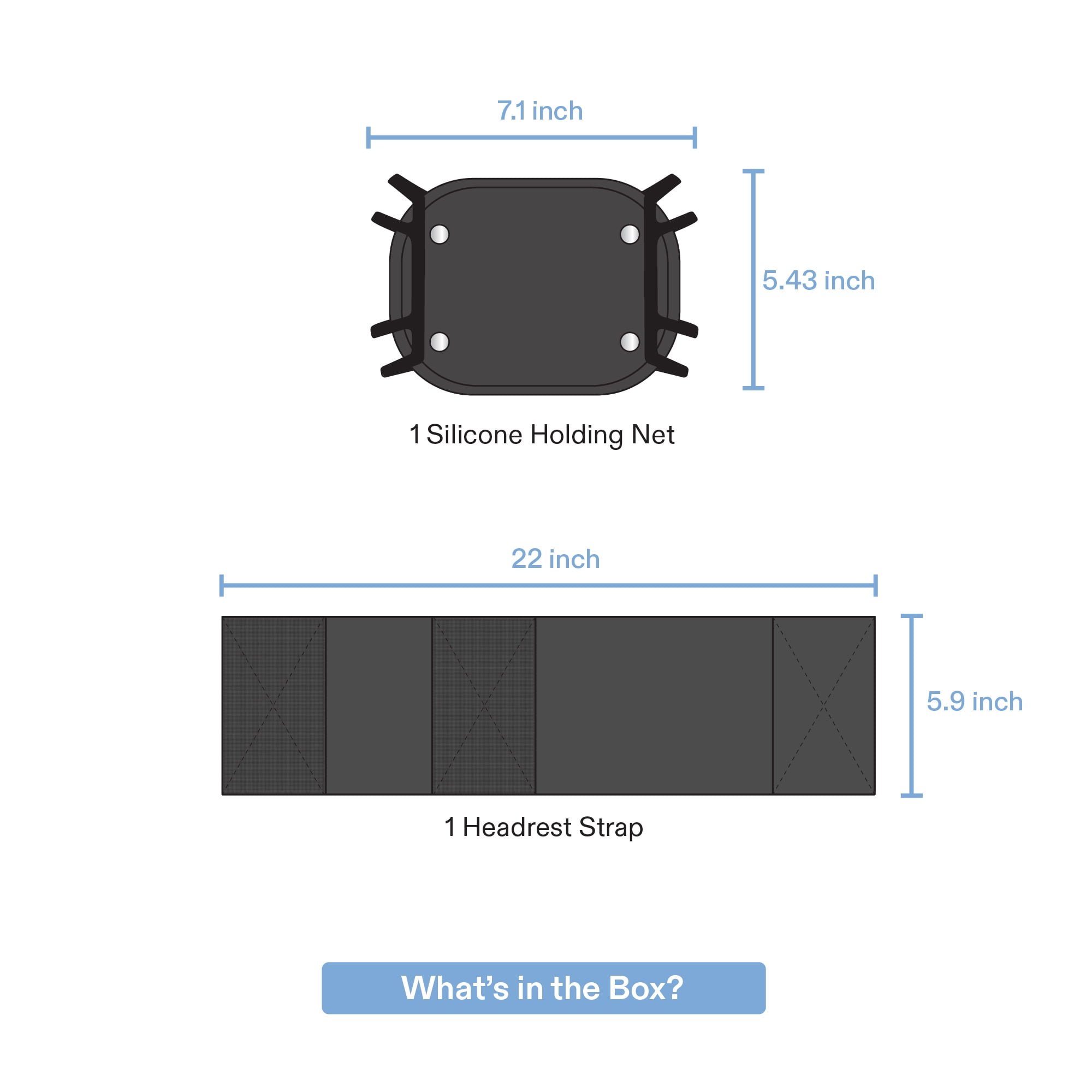 onn Headrest Tablet Holder, Fits Most 7 - 13" Tablets - Black