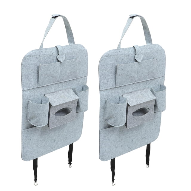 UPOUART 2Ud Bolsa De Almacenamiento Para Asiento De Auto Color Gris Con Soporte Para Taza Y Pañuelos