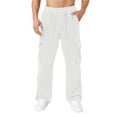 thumbnail image 6 of ZHOUCHANKIDS Men's Casual Corduroy Pants Elastic Waist Drawstring Baggy Open Bottom with Multi-Pocket Sports Trousers Trend Loose Comfortable Business Sweatpants White, 6 of 6