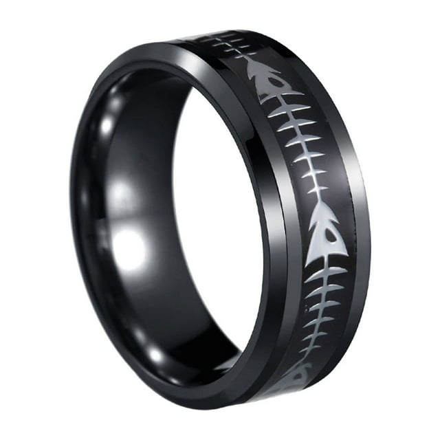 mtvxesu Rings for Women, Men's Stainless Steel Trend Jewelry 8mm Fishbone Patch Ring6 13 Women's Rings Rings Discount