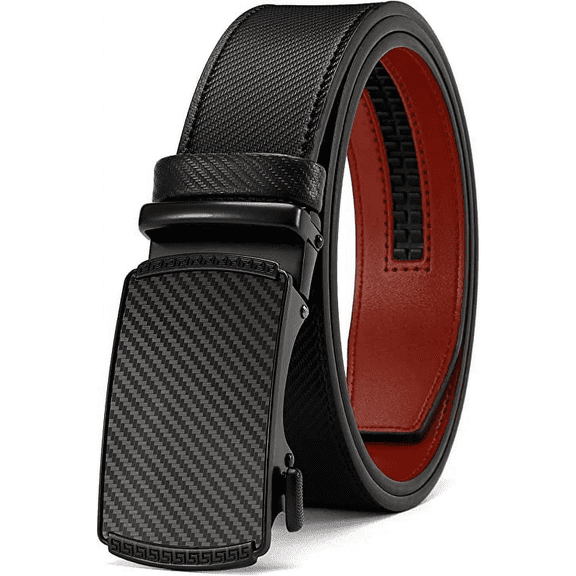 Ratchet Belt for Men Dress Adjustable 1 3/8" Genuine Leather Designer Belt, Size Length Can be Cut, with Gift Box