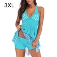 thumbnail image 3 of facefd Halter Women Backless Swimsuit Bench Suit Lake Blue 3XL, 3 of 4