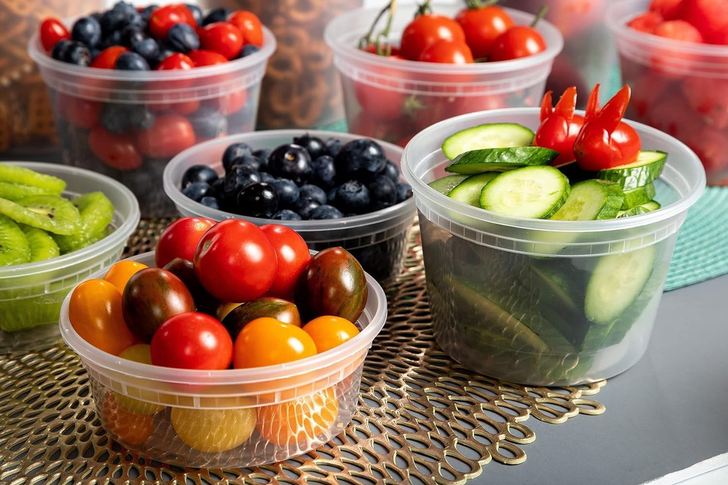 DIY.STORE 16oz Deli Food Storage Containers with Airtight Lids, 48 Sets, Restaurant, Leakproof, Reusable, Stackable, Microwave, Dishwasher & Freezer Safe, Ideal for Meal Prep, Soup, Portion Control