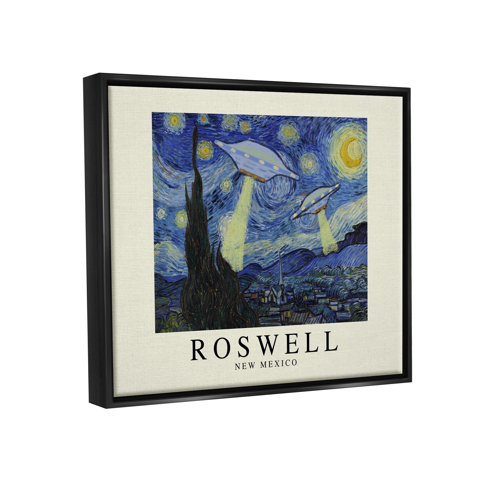 Stupell Industries Van Gogh UFO Roswell NM Travel & Places Painting Black Floater Framed Art Print Wall Art