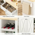 thumbnail image 6 of IRONCK Rolling Kitchen Islands Cart on Wheels with wine rack, folding tabletop, 1 drawer, 2 cabinets, 3 open shelves, and towel rack，White, 6 of 10