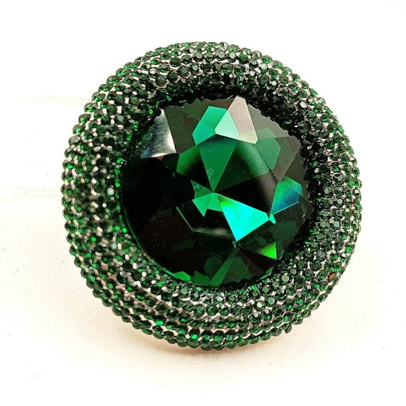 Jewelblings Fairy Tale Inspiration Wide Pave Wicked Green Stone Brooch Pin Witch Costume Jewelry