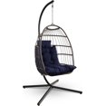 thumbnail image 1 of Chaise Balançoire Suspendue Chaise Longue Chaise de Terrasse Hamac de Balançoire d'Extérieur avec Oreiller Intégré &; Protection de la Canopée et Accoudoirs Recouverts de Mousse Résistant à l'Eau - Rose, 1 of 3