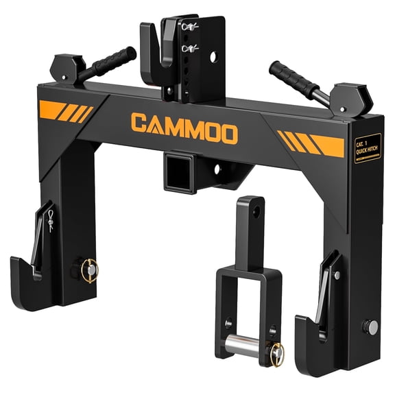 3-Point Quick Hitch with 2" Receiver＆Extra Versatile Adapter, 3000LBS Lift Capacity, Adaptation to Category 1, No Bushing Required,5 Level Adjustable Bolt &Reinforcing Rib Design, Black