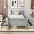thumbnail image 2 of Twin Size Platform Bed,Wood Platform Bed Frame with 4 Drawers and Streamlined Headboard Footboard,Gray, 2 of 7