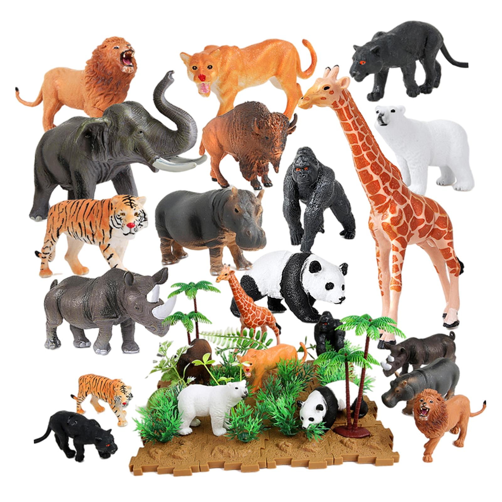 16pcs Plastic Zoo Animal Small Figure Toy Vegetable Farm Play House Kids Gift UK 