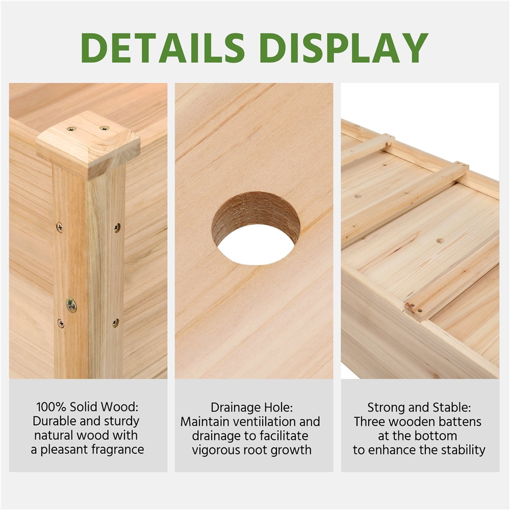 Yaheetech Rectangle Fir Wood Raised Garden Bed Planters, Wood