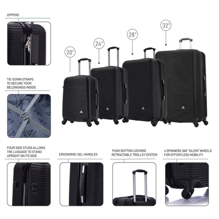 InUSA Royal 4-Piece Hardsided Shell Luggage Set, Spinner Wheels