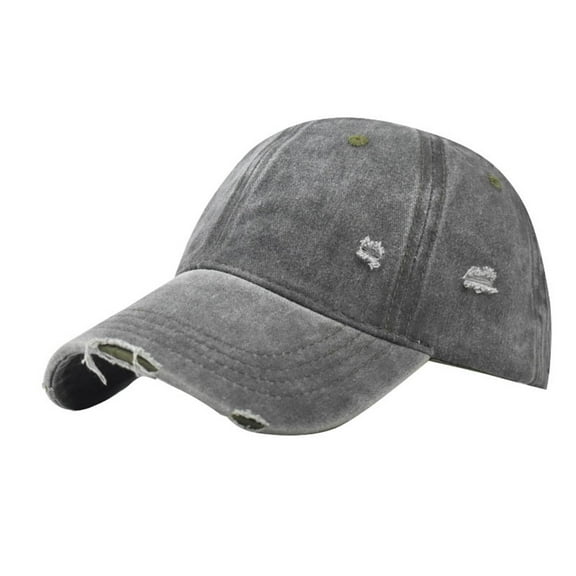 AWZXDE Washed Distressed Hole Baseball Cap For Outdoor Matching Personality Solid Color Light Plate Hat