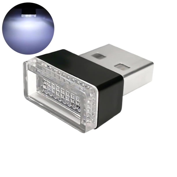 EZLIFE Luz LED de ambiente para interior de coche, lámpara decorativa USB para coche, portátil, color azul hielo J2I8