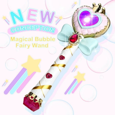 WisToyz Bubble Fairy Wand Magic Wand Bubble Wand with LED Light and Sound Fully Automatic Electric Blowing Bubbles Bubble Machine Girl Toy Fairy Bar Best