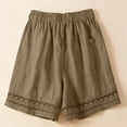 thumbnail image 4 of WULMLEO Cotton Linen Shorts for Women Drawstring Elastic Waist Short Pants Flowy Lace Trim Shorts Summer Beach Short Pants Light Brown M, 4 of 5