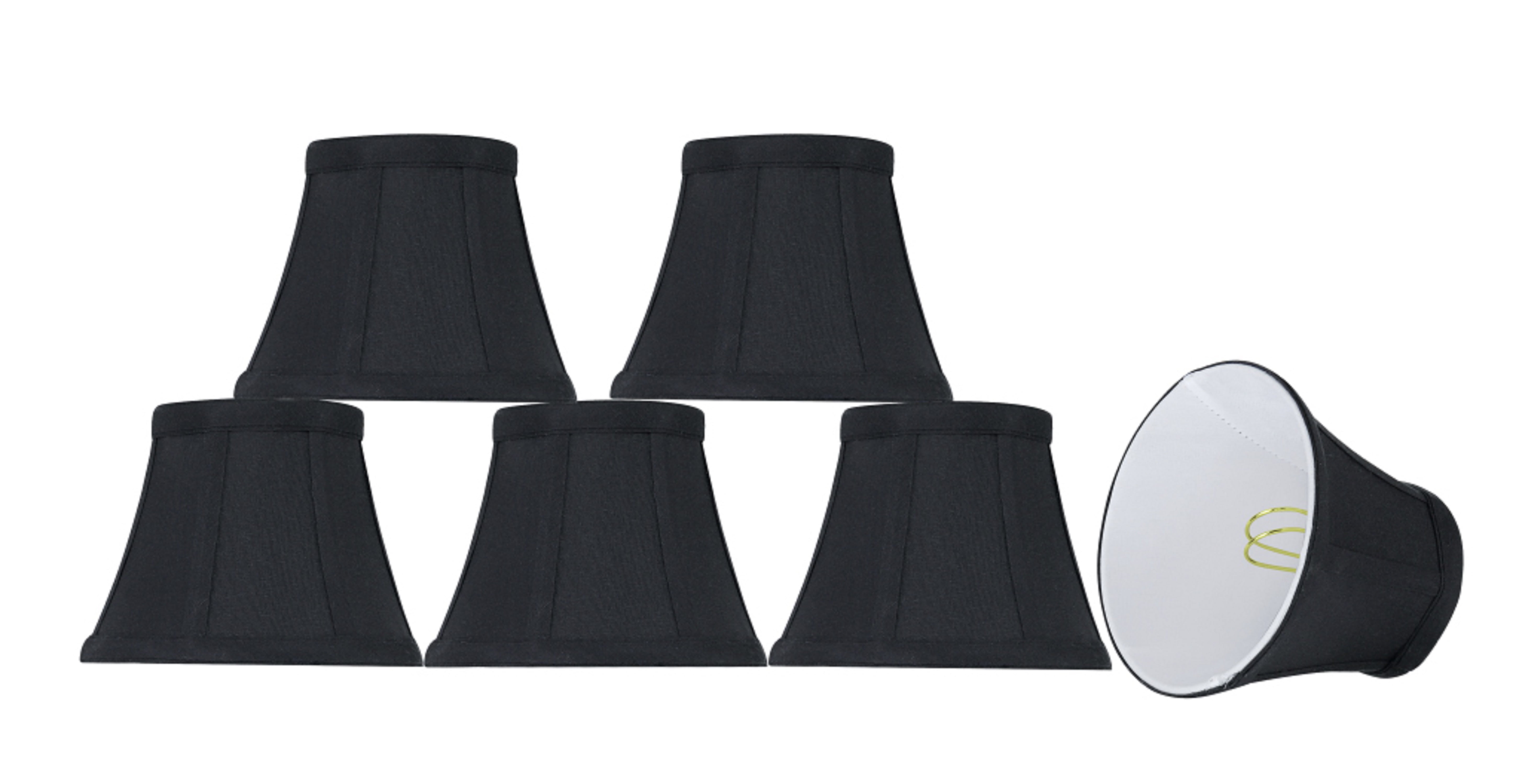 Black Faux Silk Bell Chandelier Lamp Shade Set, 5" Width