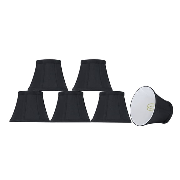 Aspen Creative 30275-6 Small Bell Shape Chandelier Clip-On Lamp Shade Set (6 Pack), Transitional Design in Black, 5" bottom width (3" x 5" x 4" )