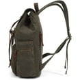 thumbnail image 4 of KAUKKO Vintage Casual Canvas and Leather Rucksack Backpack, 1Green, 4 of 5