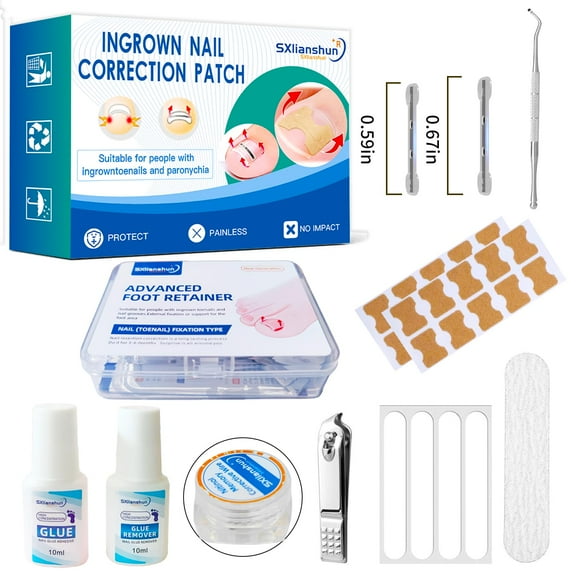 Ingrown Toenail Treatment Kit Titanium Alloy for Quick Relief Nails Corrector Tool & Remover Strips - Ingrown Toe Nail Relief, Home Use - Men, Women and Kids