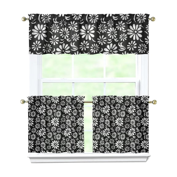 Country Floral Curtains 24" - 3 Panel Vintage Farmhouse Set with Butterflies & Sunshine, Bohemian Rod Pocket Window Treatment