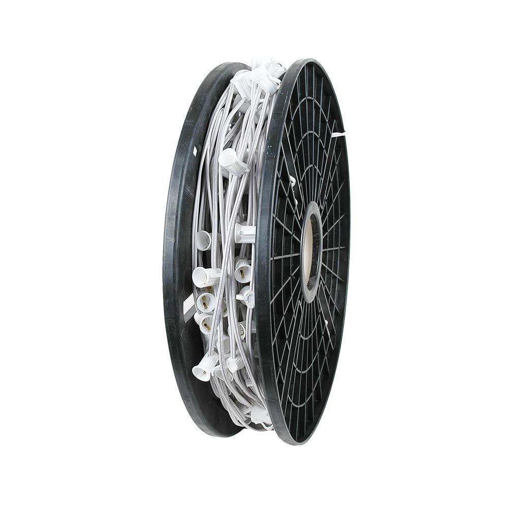 Novelty Lights 250 Foot C9 Christmas Stringer Bulk Reel, White Wire, 12