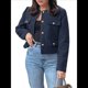 thumbnail image 2 of Chaqueta Blazer Corta para Mujer, Sin Cuello, con Botones, Estilo Informal de Negocios, para Otoño e Invierno Azul Marino L, 2 of 9