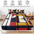 thumbnail image 5 of King Size Fitted Sheet Set - Yellow Red Blue Geometric 3 Piece Bedding Sets 16" Deep Pocket Fitted Sheet with 2 Pillowcases, Modern Color Block Abstract Art Brushed Microfiber Hotel Luxury Bed Sheets, 5 of 9