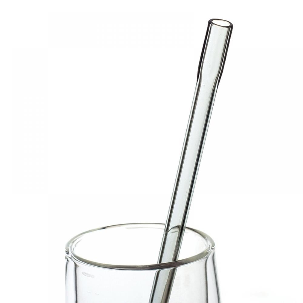 4pcs White Glass Reusable Straws With Curved Shape And Heat Resistant Glass  Stirring Straws