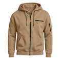 thumbnail image 5 of Hvogkswy Zip Up Jackets for Men Solid Color Long Sleeve Drawstring Hooded Jacket Fall Casual Multi Pockets Hoodie Tops, 5 of 6
