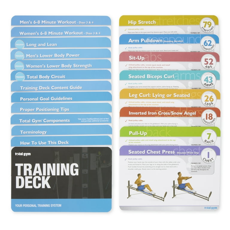 Total Gym Personal Workout Training Cards and Case with 80 Total