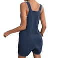 thumbnail image 3 of Aligament Jumpsuits for Women, Women's Solid Color Fashionable Casual Button Pocket Suspender Jumpsuit, Blue XL, 3 of 7