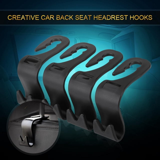 ZPSHYD 4 Ganchos para reposacabezas, Ganchos para reposacabezas de Asiento Trasero automático, Material PP, Ganchos universales para Colgar reposacabezas de Almacenamiento de Coche para Colgar(Negro)