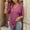 #0032-Wine, variant on Women's Short Sleeve Stripe Tops, Casual Lapel Tees with Solid Color Accents, Soft Loose Fit Blouses for Spring, Cute Flowy Shirts for Summer Daily Wear Gift