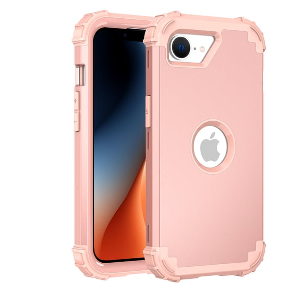 TECH CIRCLE for iPhone 16e Slim Soft Rubber Armor Case,Three Layer Heavy Duty Shockproof Protection Hard Plastic Bumper Soft Silicone Rubber Hybrid Protective Cover,Rosegold