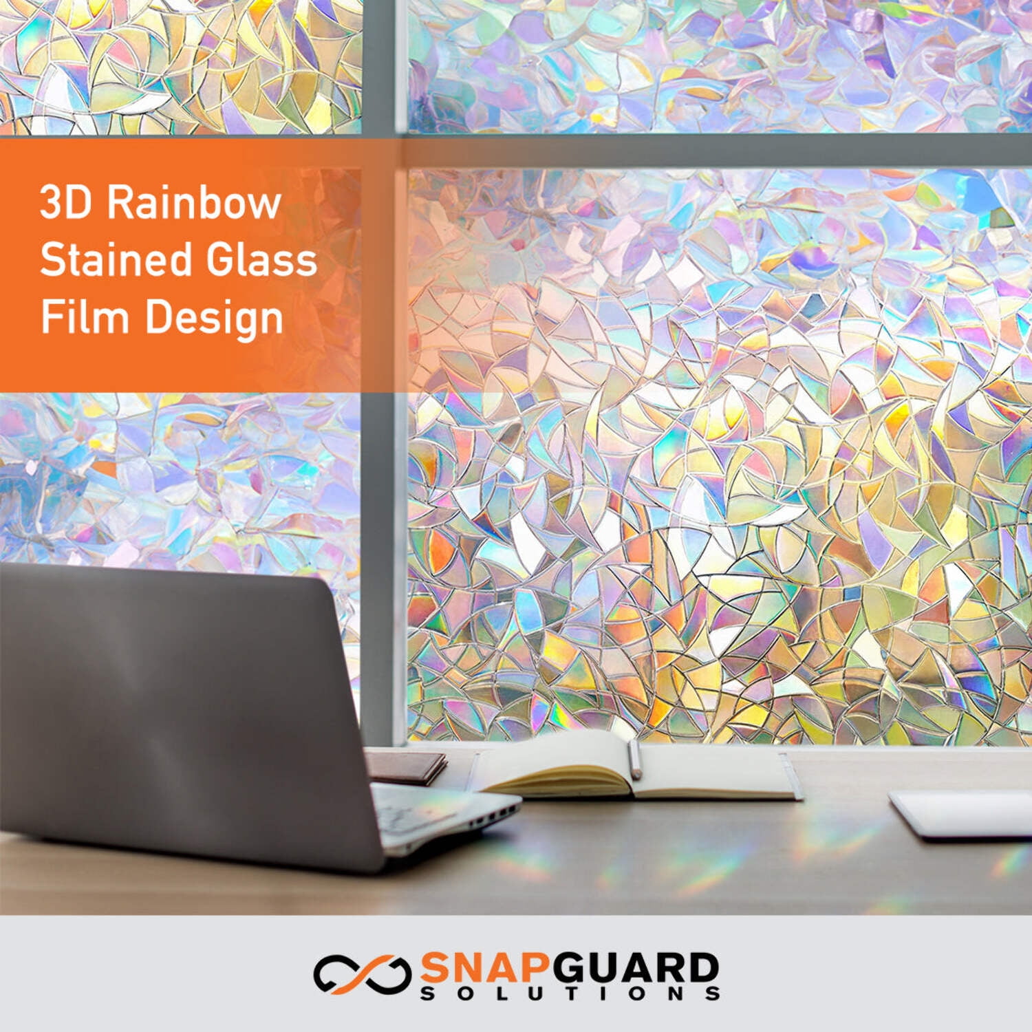 Snapguard Solutions Privacy Stained Glass - Rainbow Window Film (Static Cling, Non-Adhesive)