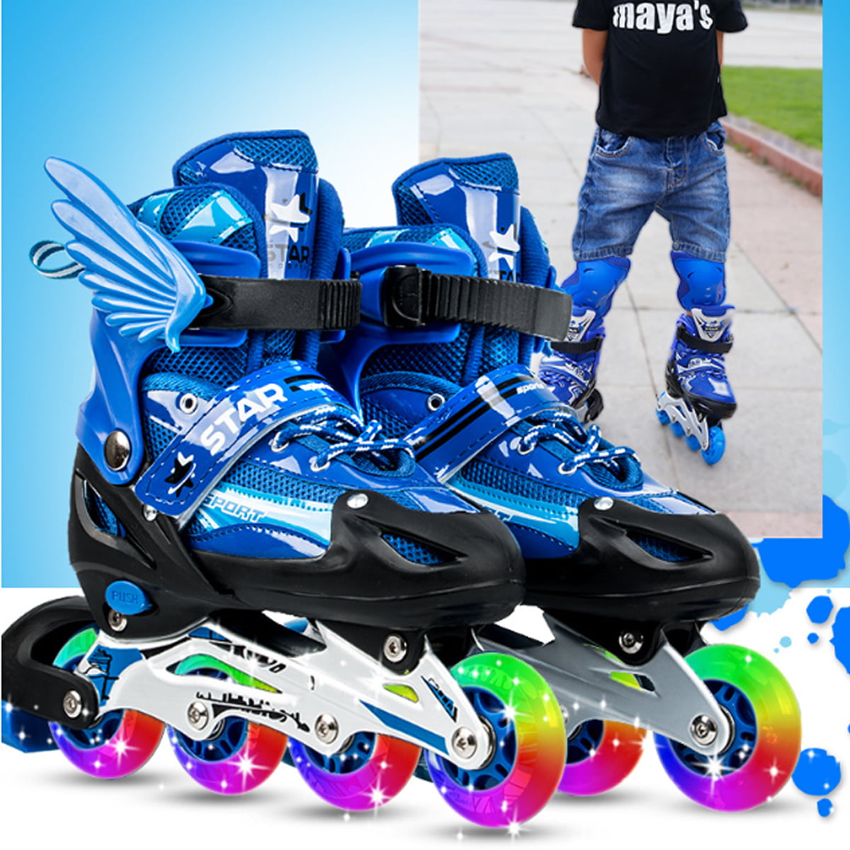 New Inline Skates for Kids, Fun Roller Blades, Outdoor Rollerskates for