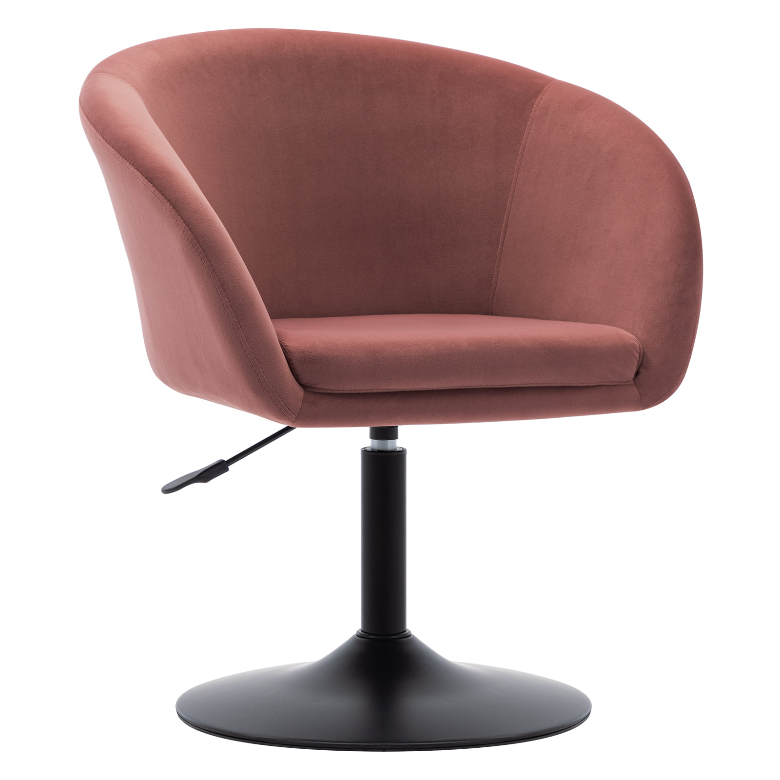 Details about   Adjustable Round Back Swivel Chair Back Accent Modern Leather Vanity Black 