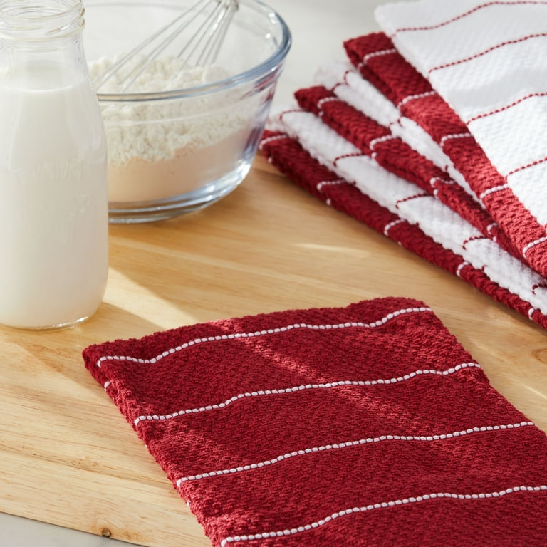 Mainstays 4-Pack 12”x12” Woven Kitchen Dish Cloth Set, Red Sedona