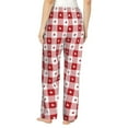 thumbnail image 3 of Uemuo Plaid Heart Pattern Women's Wide Leg Palazzo Lounge Pants with Pockets Light Weight Loose Comfy Casual Pajama Pants-, 3 of 9