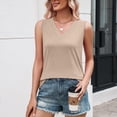 thumbnail image 5 of Tank Top for Women V Neck Loose Fit Sleeveless Summer Tops Business Casual Outfits Dressy Blouses Shirts Beige M, 5 of 5
