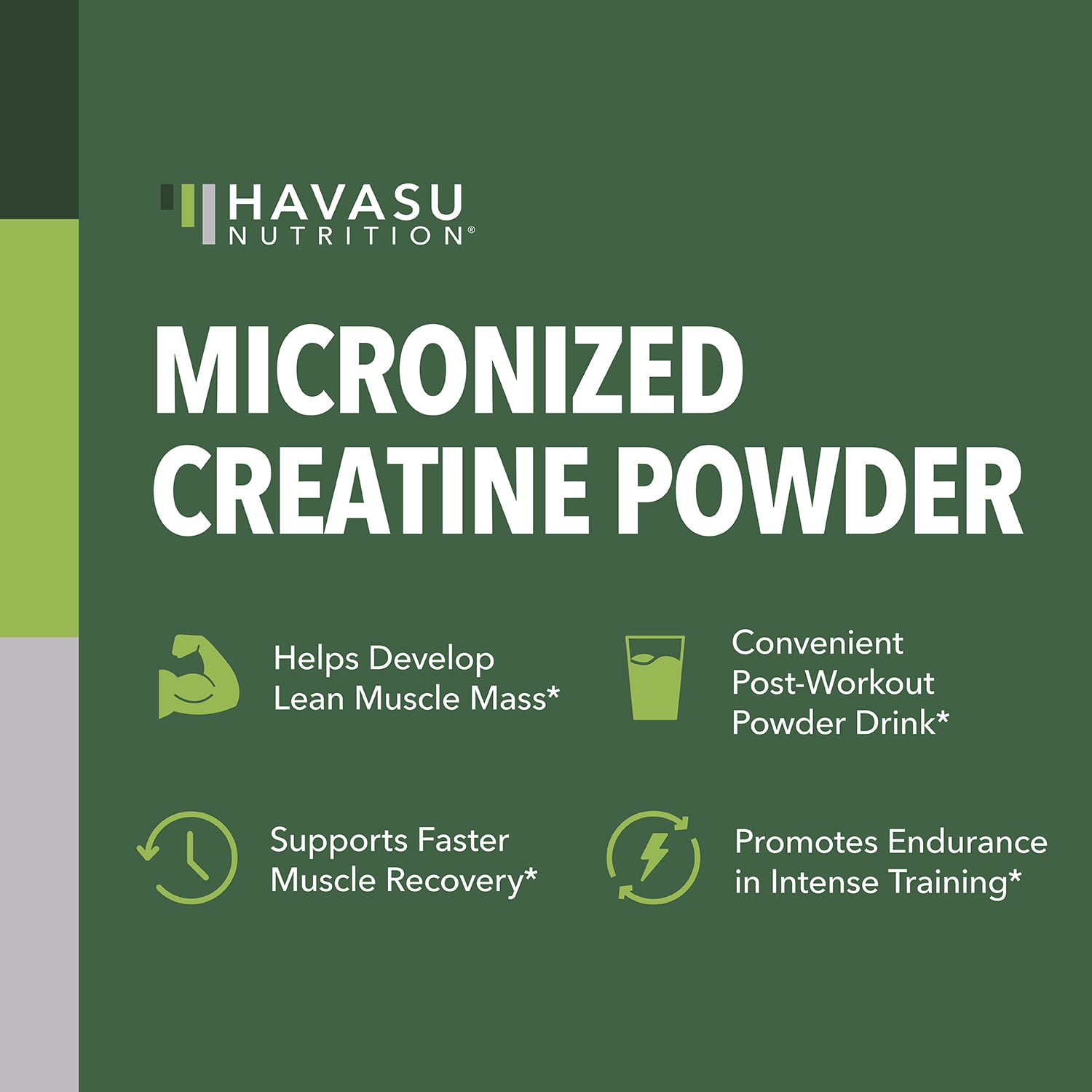 Havasu Nutrition Micronized Creatine Monohydrate Powder for Men, Unflavored, 10.6 oz (60 Servings)