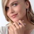 thumbnail image 4 of Gem Stone King 18K Rose Gold Plated Silver Blue Created Sapphire and White Moissanite Ring for Women (1.71 Cttw, Gemstone September Birthstone, Heart Shape 8MM, Available in Size 5,6,7,8,9), 4 of 4