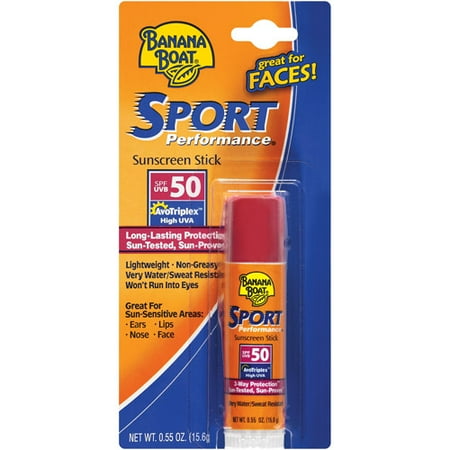 - Banana Boat Sunscreen Sport Performance Broad Spectrum Sunscreen Stick - SPF 50, 0.55 Oz