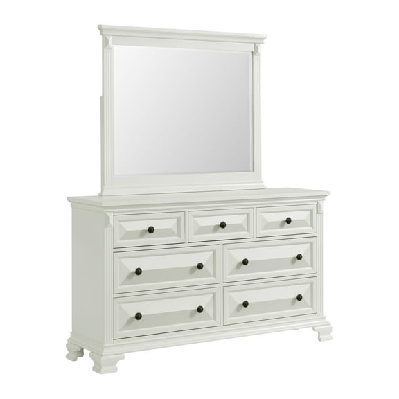 Picket House Furnishings Sumner Dresser and Mirror Set in Antique White