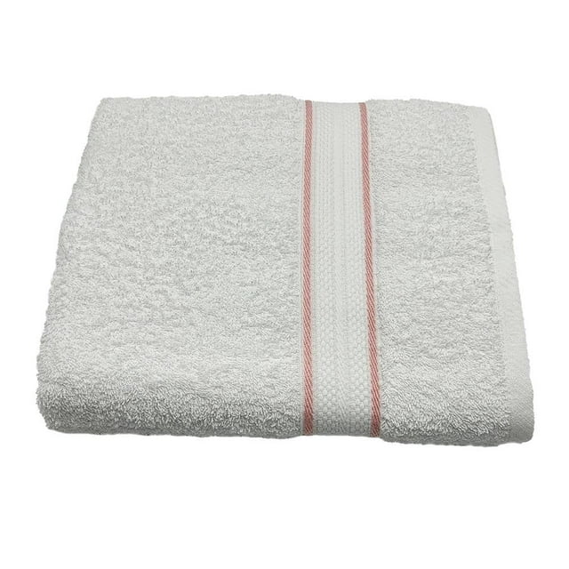 Toalla Cottonella Medio Cuerpo Blanca con Cenefa Rosa 70x130 cm