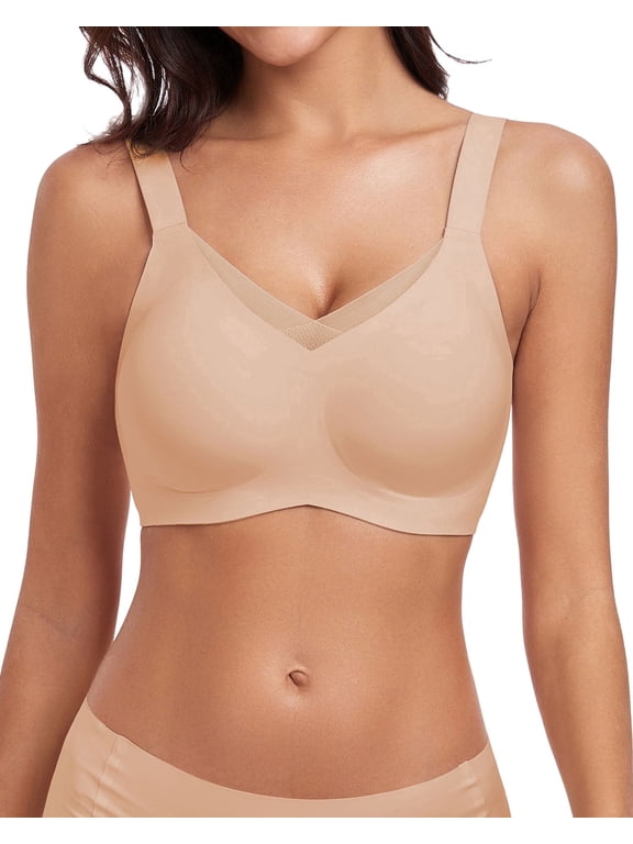 Wireless Bras for Women V Mesh Seamless Bra No Underwire Full Coverage Supportive Everyday Bralette