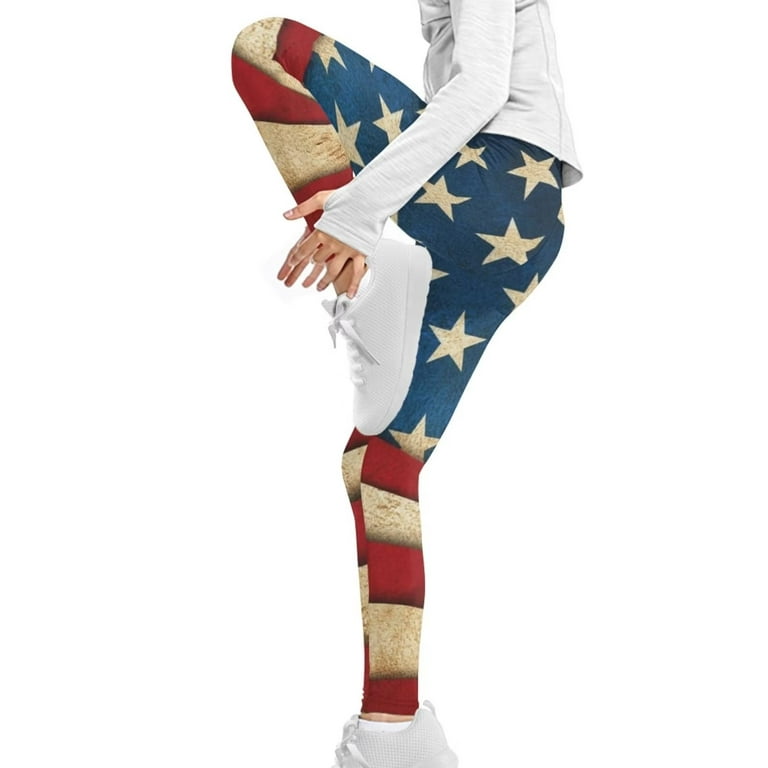 FKELYI American Flag Girls Leggings Size 6-7 Years Lightweight Training  Teen Girls Yoga Pants High Waisted Leisure Active Tights,4 of July