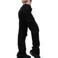 thumbnail image 3 of Wdfiry Women's High Waisted Cargo Pants Y2K Streetwear Baggy Stretchy Pants with 6 Pockets Drawstring Trousers, 3 of 4
